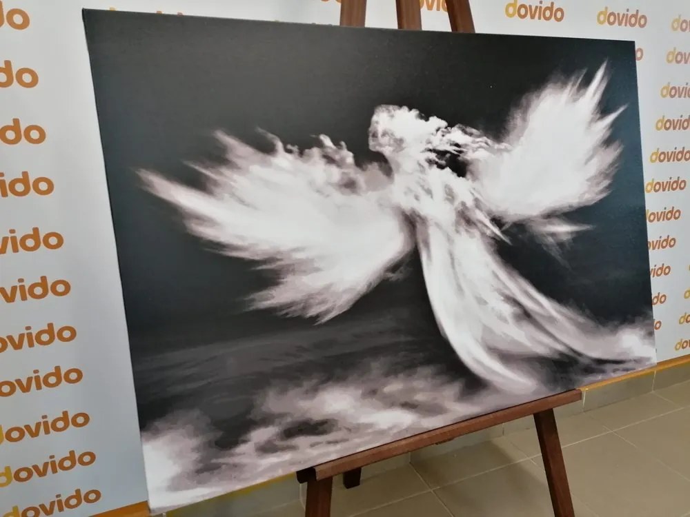 Quadro su tela – Aspetto dell'angelo tra le nuvole in bianco e nero
