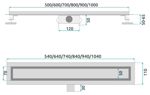 REA-G2502 - Scarico lineare NEOX 70 cm in acciaio inossidabile