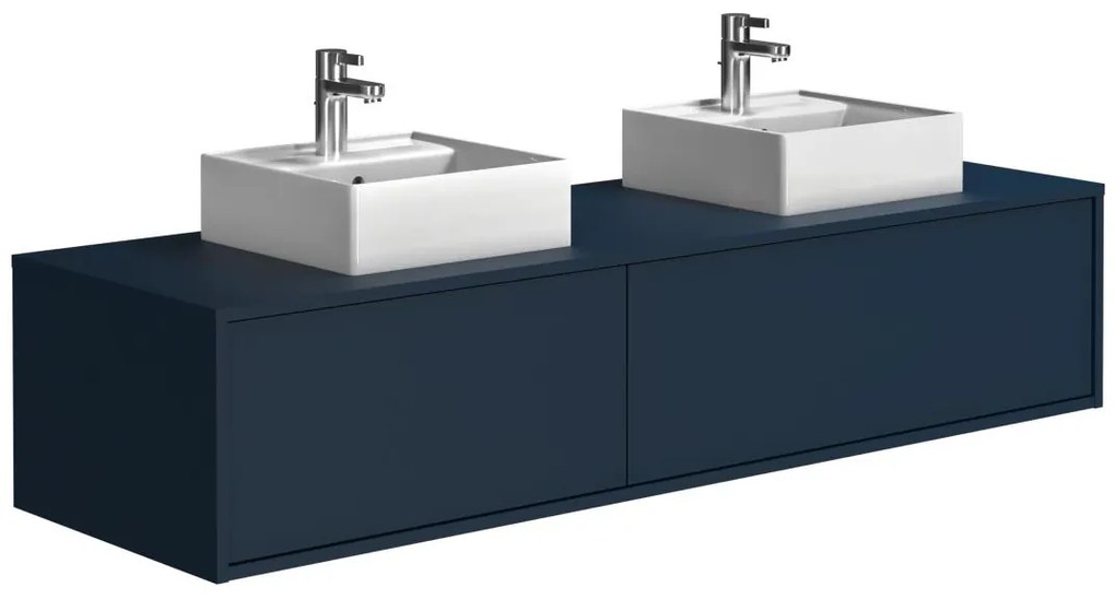 Mobile bagno sospeso con lavabo doppio L150 cm Blu notte - ISAURE II