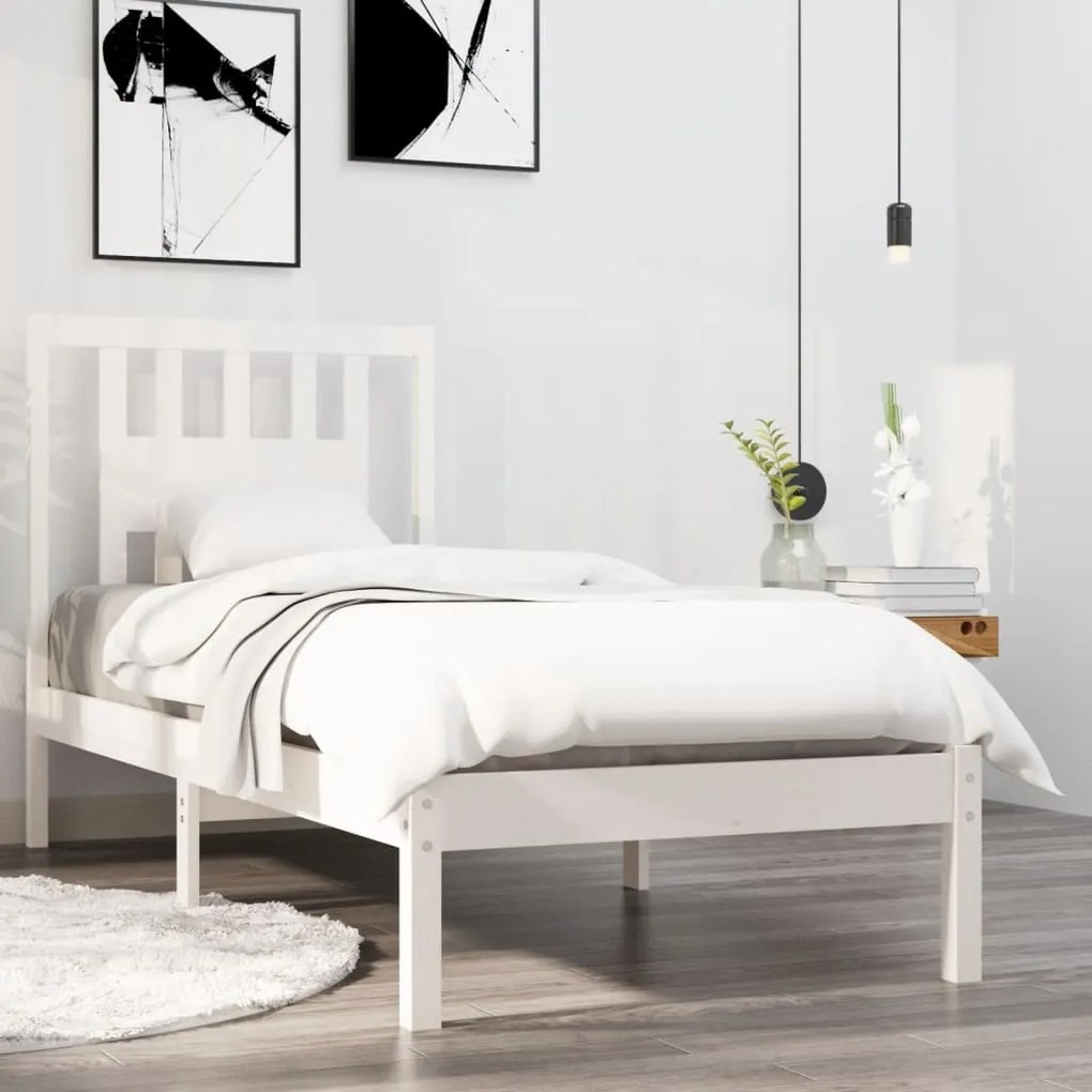 Giroletto Bianco İn Legno Massello 90x190 Cm Single /