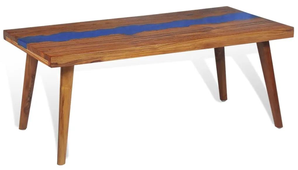 Tavolino da Salotto in Legno di Teak e Resina 100x50x40 cm
