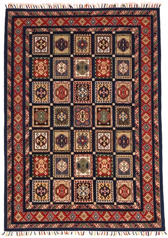 Kilim Tappeto 170x240 Blu (Indian) Annodato A Mano