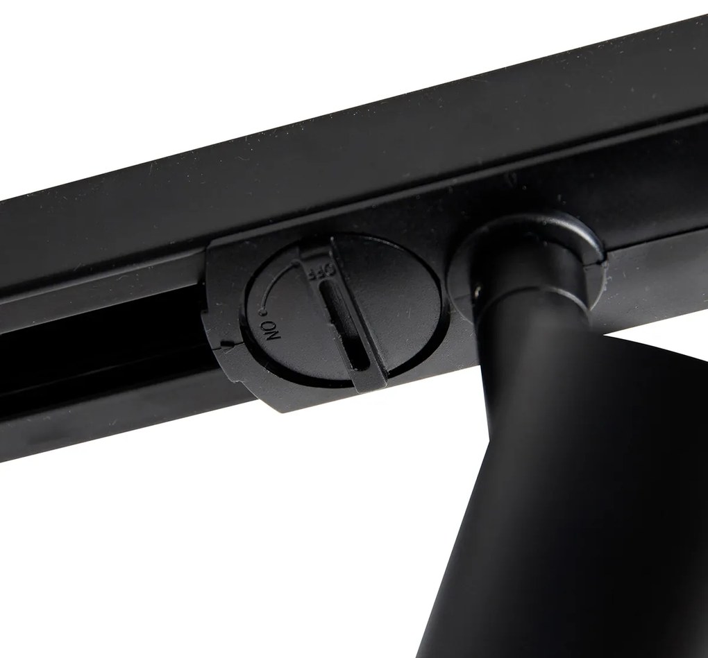 Sistema di illuminazione a binario moderno con 5 faretti neri monofase 300 cm - Iconic Jeany