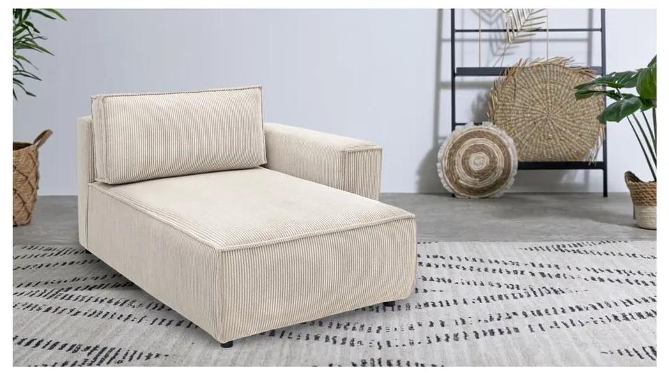 Modulo divano in velluto a coste color crema, angolo destro Nihad modular - Bobochic Paris