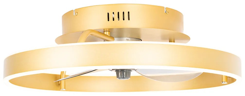 Ventilatore da soffitto ottone 50 cm con LED dimmerabile con telecomando - Maddy