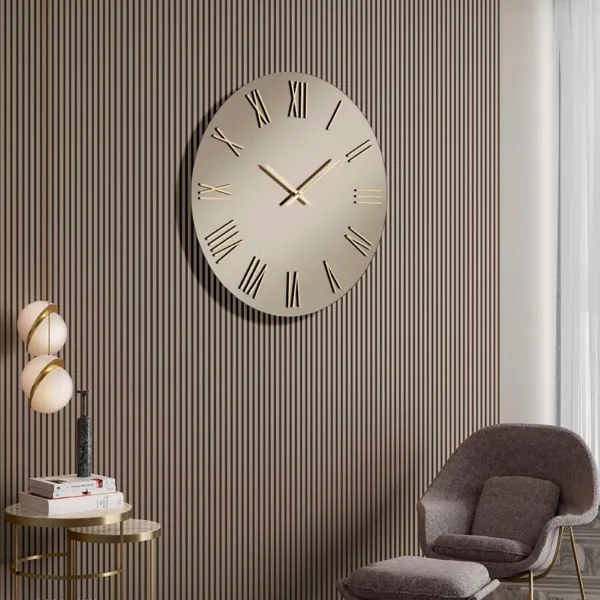 Orologio da parete rotondo D60 cm in cristallo Bronzo e numeri Oro - SEAN