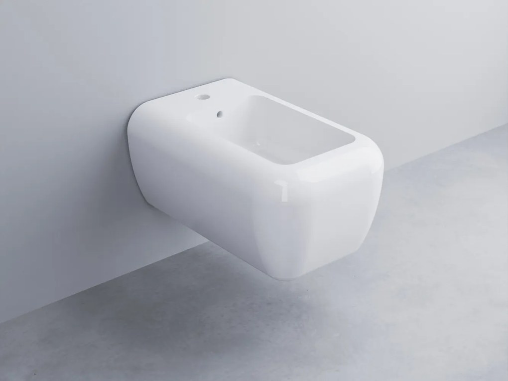 Cielo Shui big Bidet sospeso monoforo completo di fissaggio in ceramica bianco lucido