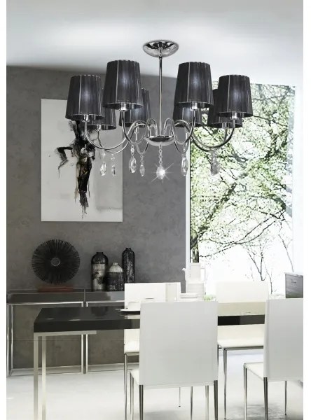 Lampadario su palo SORENTO 8xE14/40W/230V nero