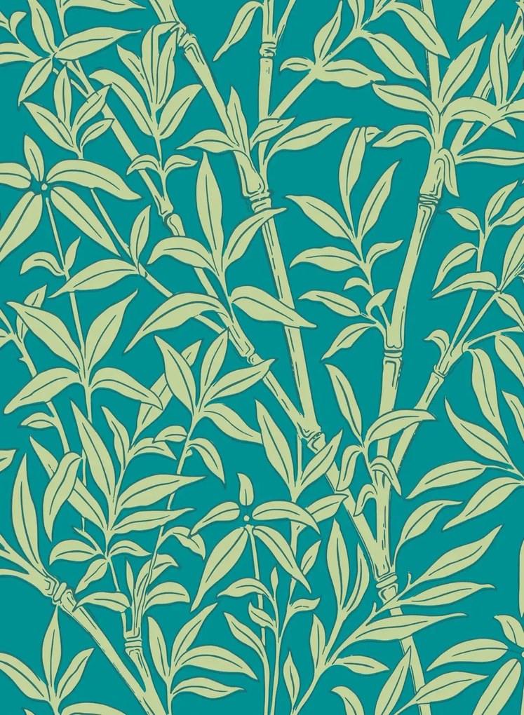 Cole & Son Carta da parati Bamboo Forest - Pistachio on Petrol