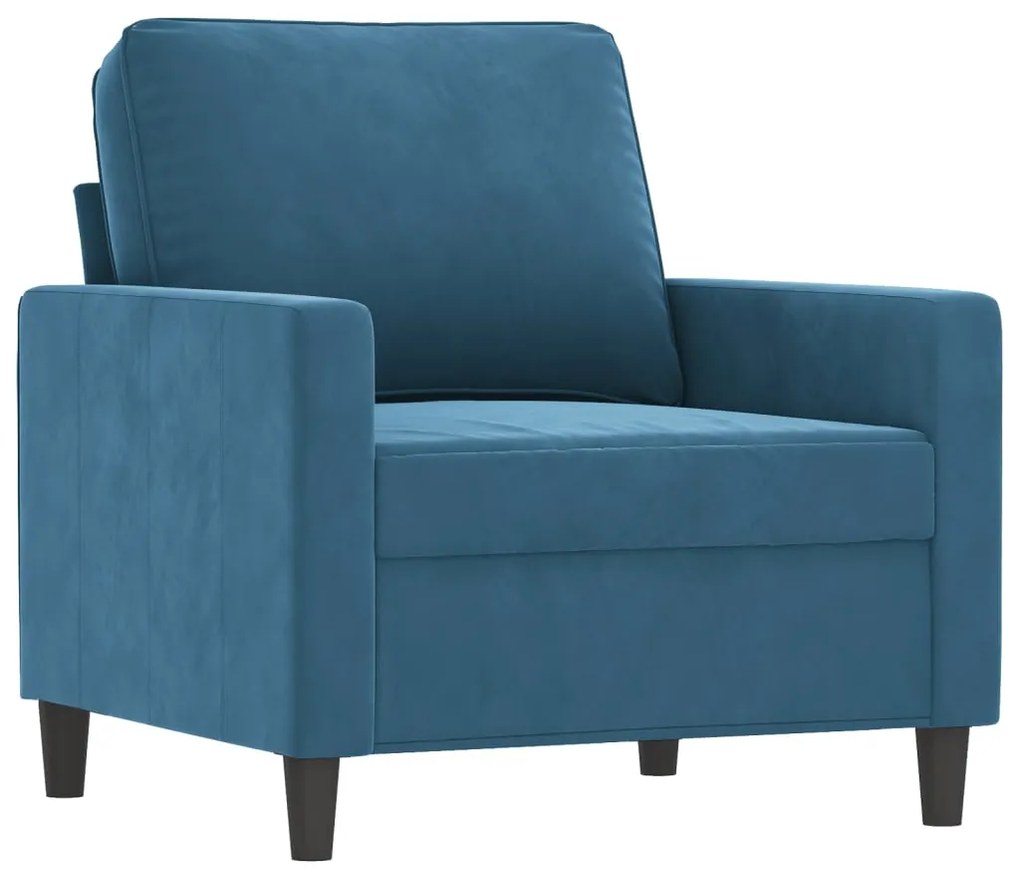 Poltrona blu 60 cm velluto