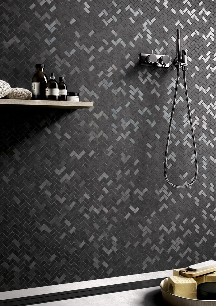 Mosaico 40x40 in pasta bianca 6 mm carbone bone Ceramiche Ragno Tactile 00R71Q04