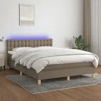 Letto a Molle con Materasso e LED Tortora 140x200 cm in Tessutocod mxl 74867