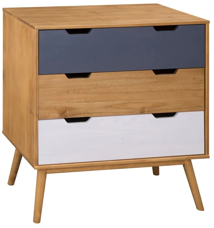 Cassettiera in legno di pino massiccio, larghezza 80 cm Cusco - Marckeric