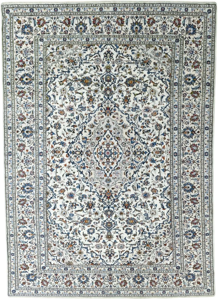 Kashan Tappeto 350x250 Beige (Iran) Annodato A Mano