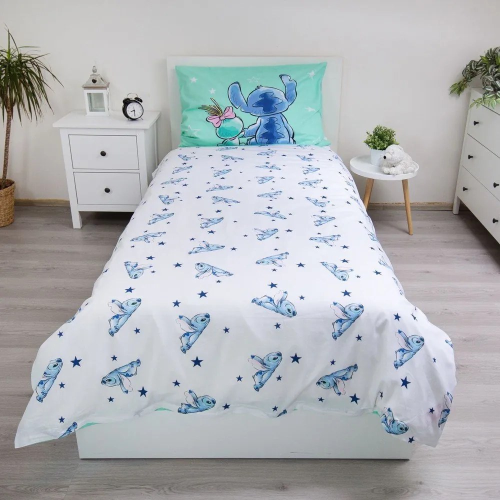 Set copripiumino e federa da bambini color menta in cotone per letto singolo 140x200 cm Lilo &amp; Stitch "Buddies" – Jerry Fabrics