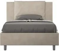 Letto imbottito 1 piazza e mezza 120x190 cm Antea - Con rete,Microfibra,Sabbia