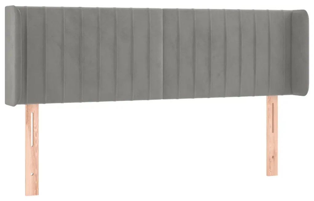 Testiera ad orecchio grigio chiaro 147x16x78/88 cm in velluto