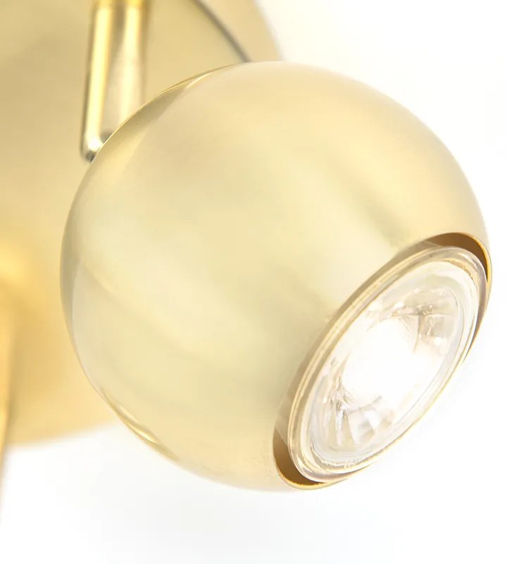 Faretto rotondo retrò in ottone con placca a soffitto 3 luci - Gissi