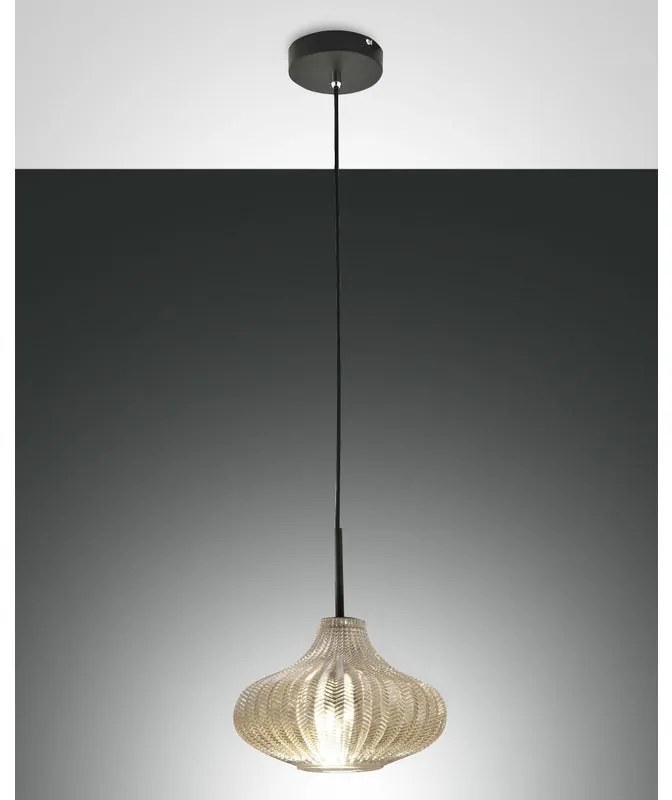 Lampadario Glamour Budelli nero paralume beige E27 LA MIA LUCE