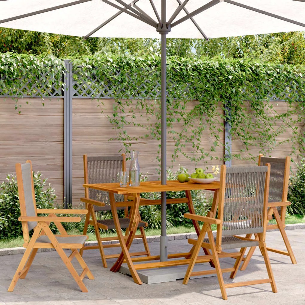 Sedie da giardino reclinabili 4pz grigie legno massello acacia