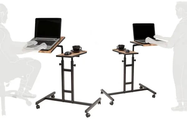 Tavolo regolabile GLEN 87x67 cm marrone/nero