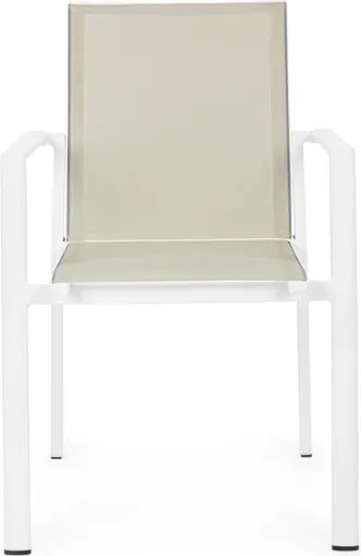 Sedia Da Esterno In Alluminio E Textilene Con Braccioli Konnor Bizzotto Bianca New CX24