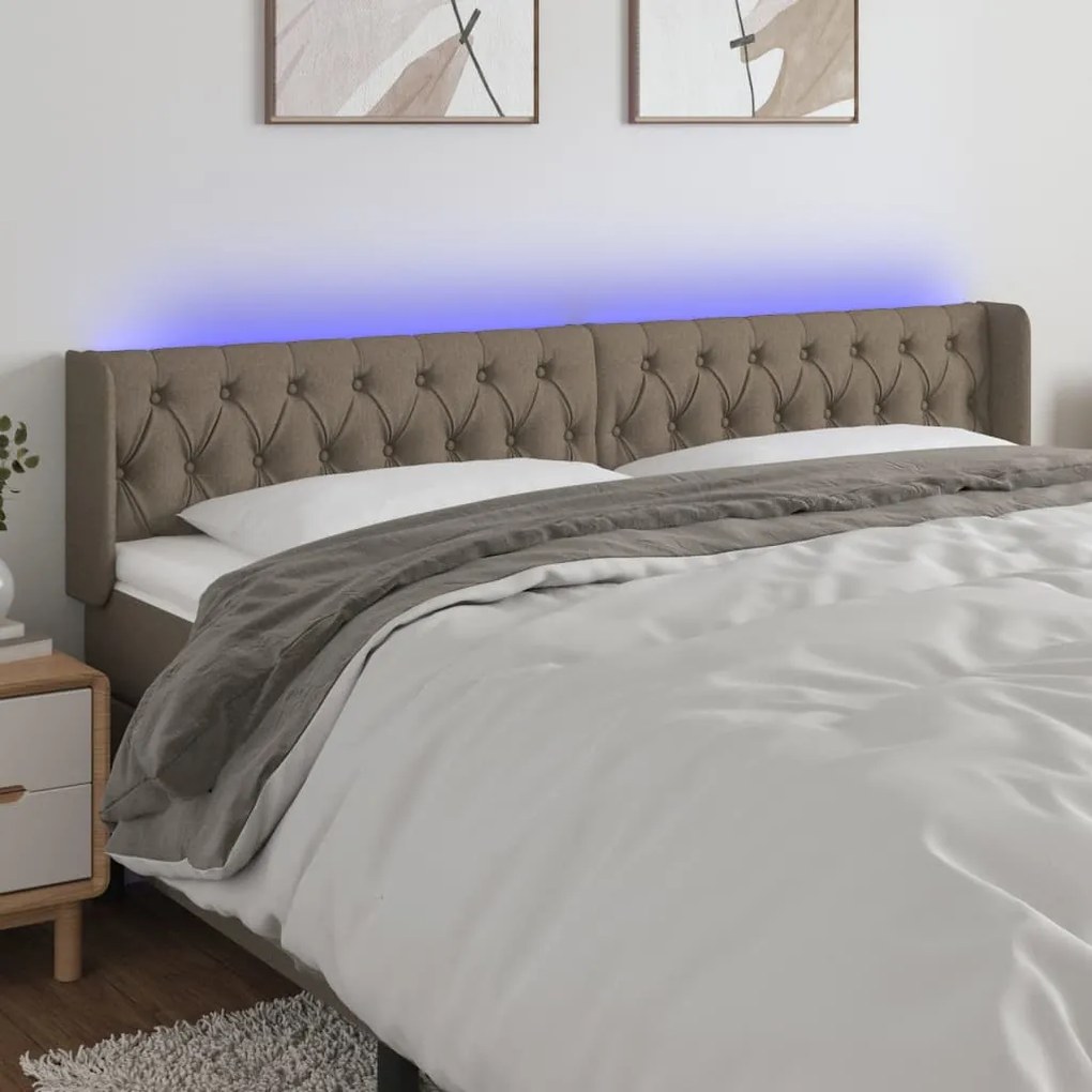 Testiera A Led Tortora 183x16x78/88 Cm İn Tessuto /