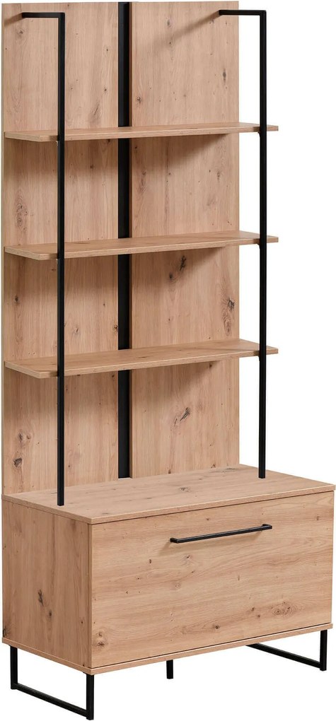 DODO - libreria moderna colore rovere con 4 mensole e un'anta