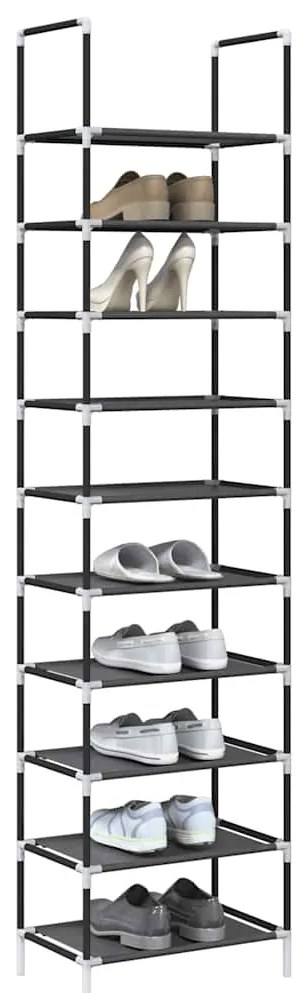 Scarpiera 10 Ripiani Nera 44x28x180 Cm İn Tessuto Non Tessuto /