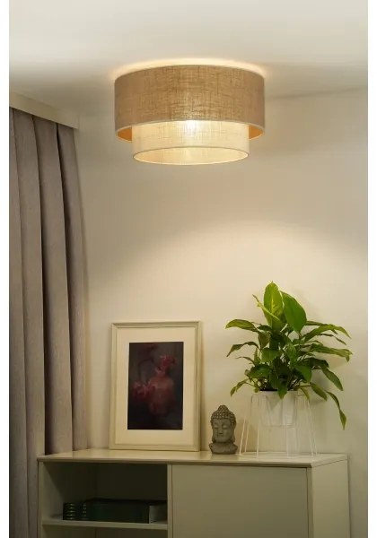 Duolla - Plafoniera YUTE BOHO 1xE27/15W/230V diametro 45 cm marrone/color crema