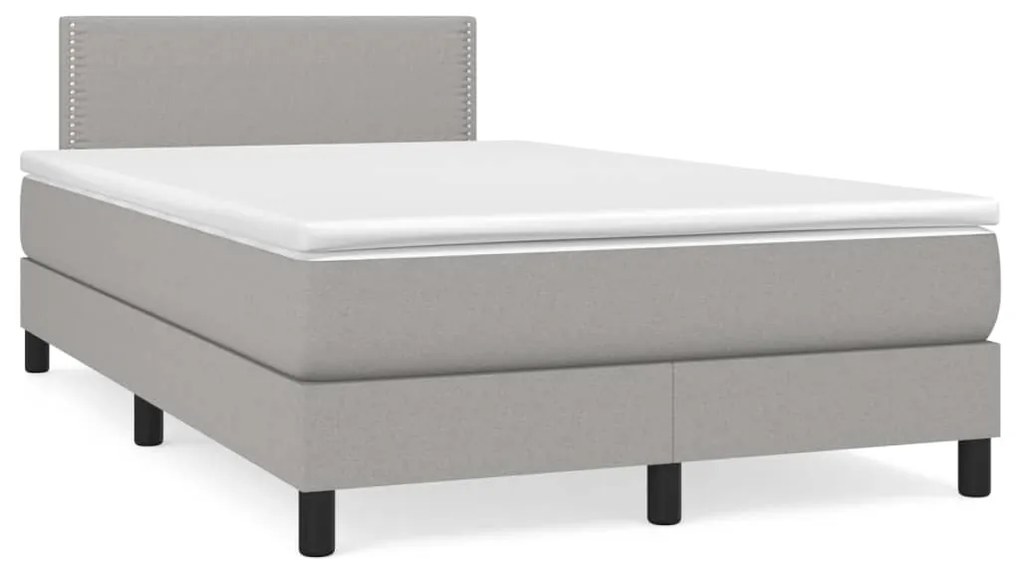 Giroletto A Molle Con Materasso Grigio Chiaro 120x190cm Tessuto /