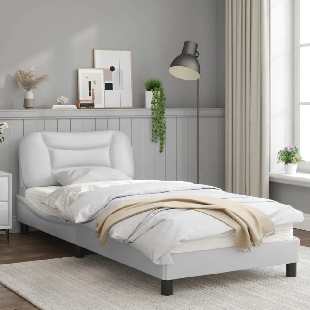 Giroletto con testiera bianco 80x200 cm in similpelle