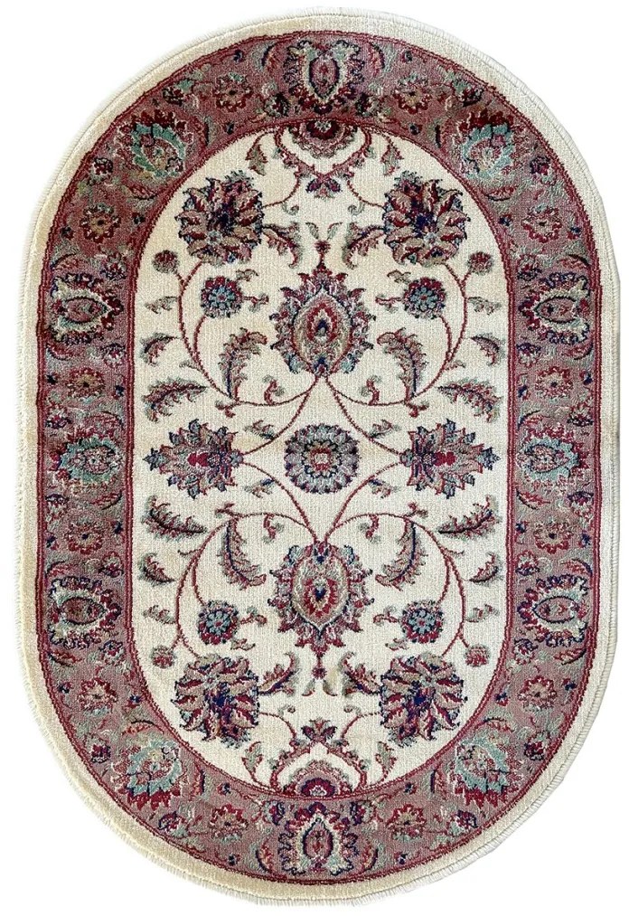 Tappeto ovale classico Oriental Crema Rosa 528