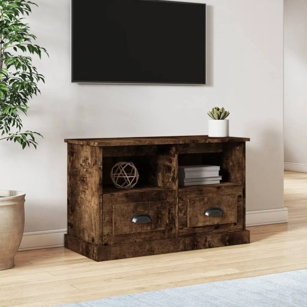 Mobile porta tv rovere fumo 80x35x50 cm in legno multistrato