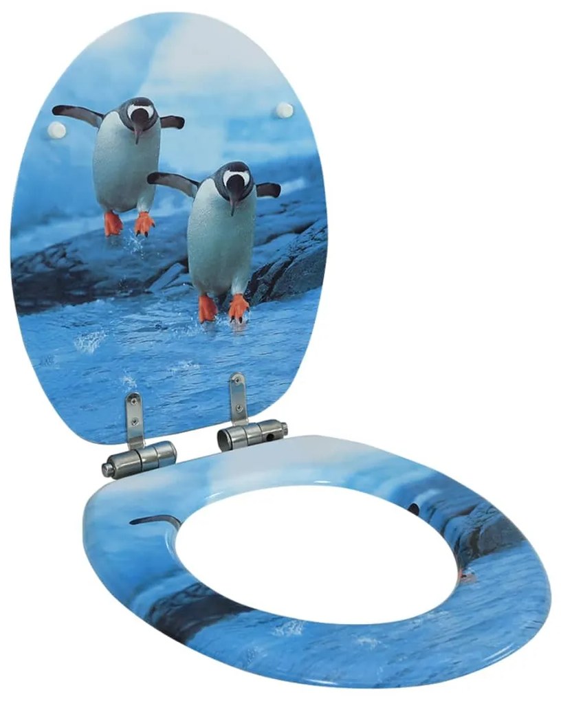 Tavoletta Wc Con Coperchio Chiusura Morbida Mdf Design Pinguino /
