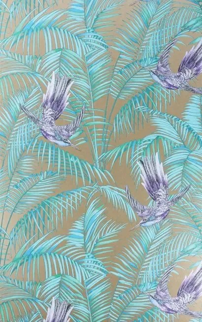 Matthew Williamson Carta da parati Sunbird - Bronze/ Purple/ Turquoise
