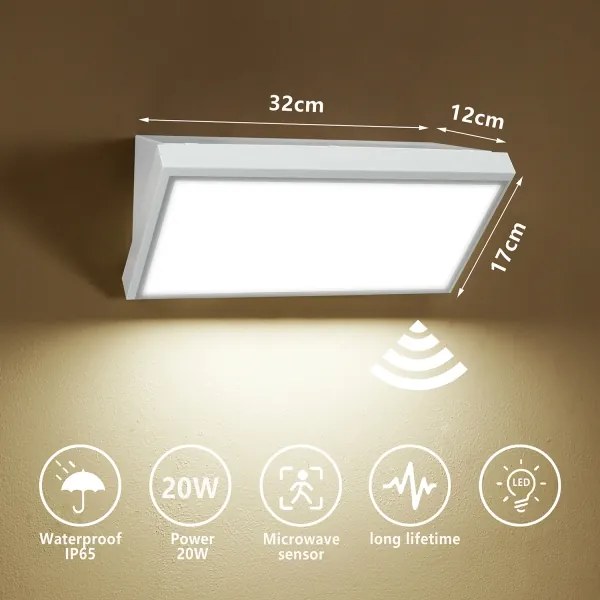 Brilagi-LED Lampada da parete per esterni con sensore TRIANGLE LED/20W/230V bianca IP65