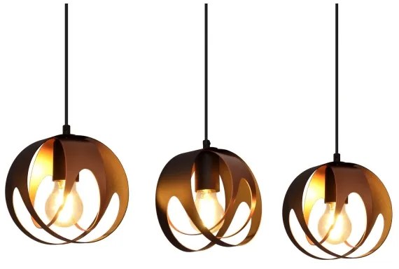 Lampadario a sospensione con filo MOONLIGHT 3xE27/15W/230V nero/rame