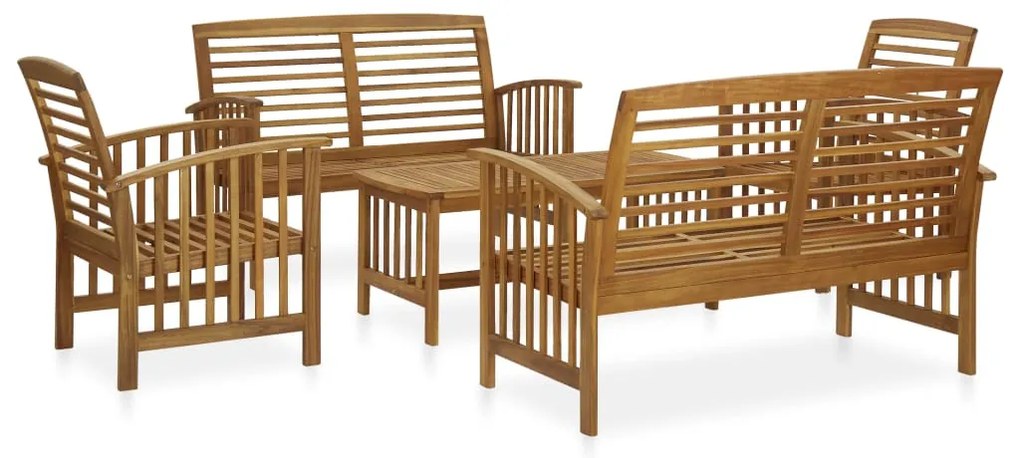 Set Divani da Giardino 5 pz in Legno Massello di Acacia