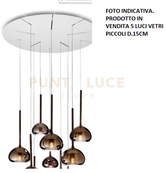 Beba  lampadario a sospensione tondo 5 luci vetri bronzo attacco g9...