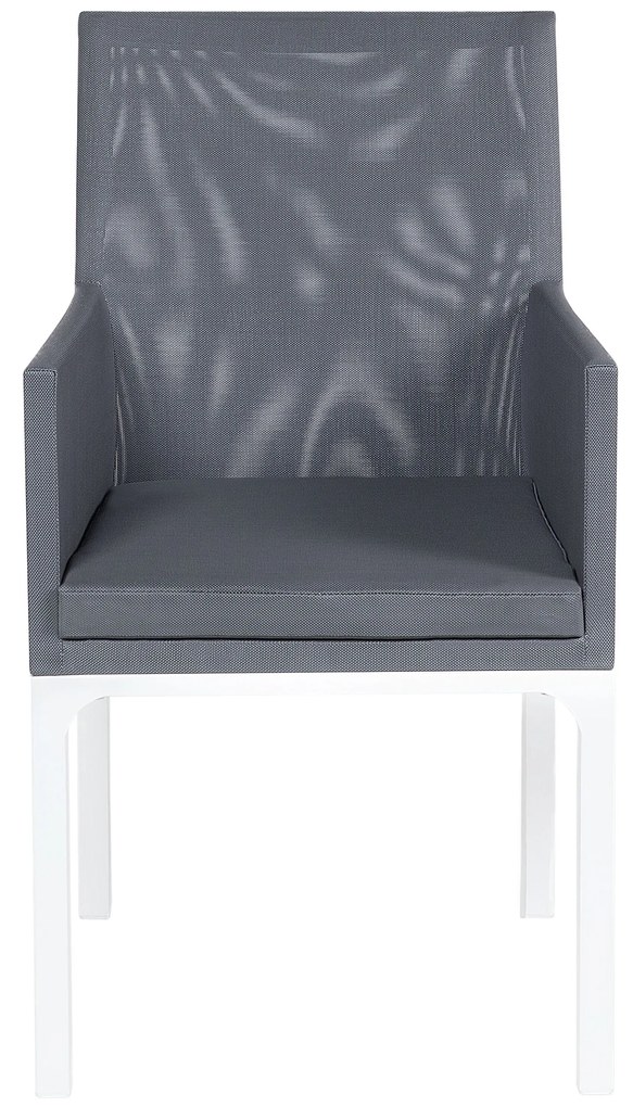 Set di 8 sedie tessuto grigio scuro e bianco BACOLI Beliani