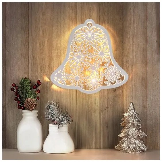 Solight 1V296 - Campanella decorativa natalizia a LED 9xLED/2xAA, bianco caldo