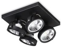 Plafoniera Moderna Konig Metallo Nero 4X10W Gu10 3000K Luce Calda