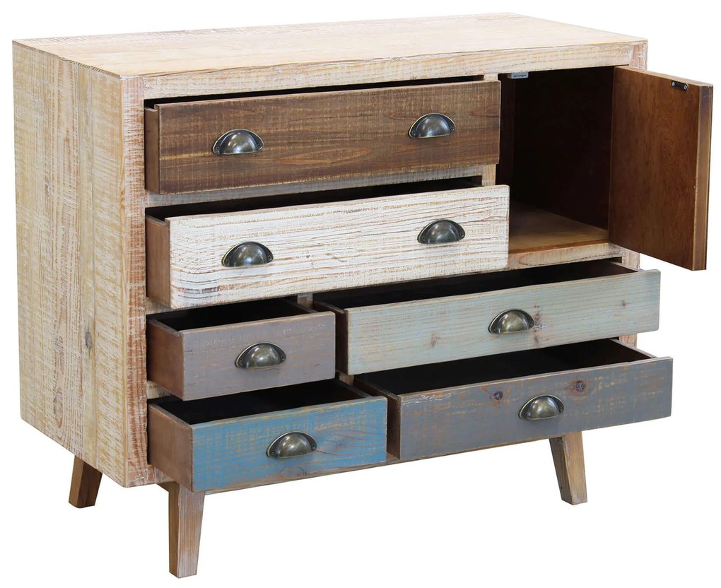 COLORWOOD - cassettiera sei cassetti in legno colorato da 90 cm