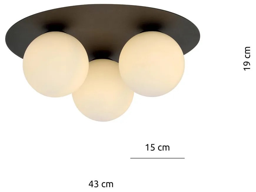 Lampada da soffitto Solar Nera con sfere satinate E14
