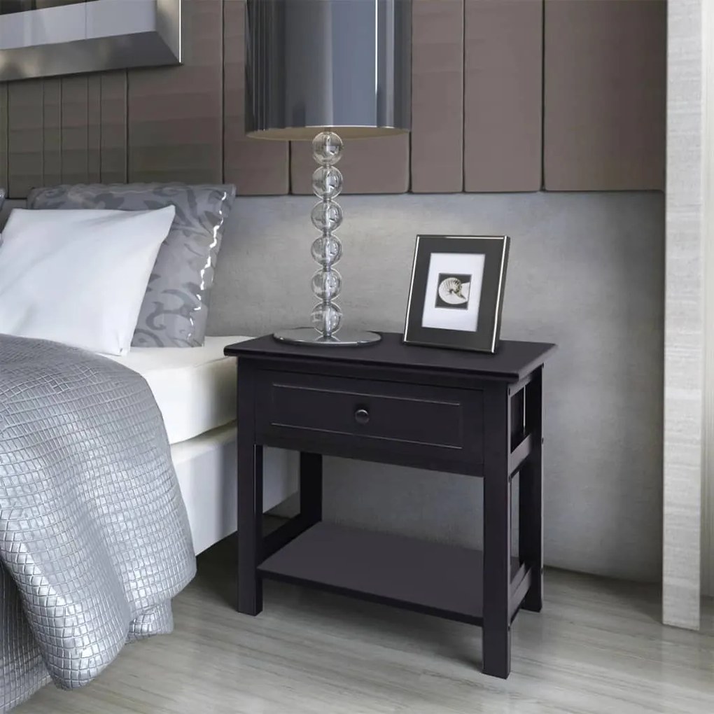Comodini 2 Pz İn Legno Neri /