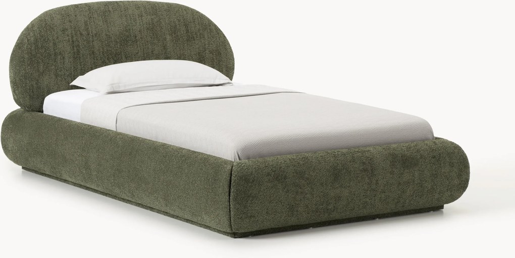 Letto singolo imbottito in teddy bouclé Alba