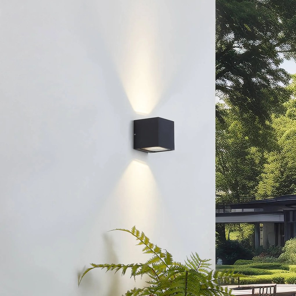 Applique da esterni a LED Merjem Lucande, Alluminio / Grigio / Zincato, Alluminio, Moderno, Applique LED da esterni