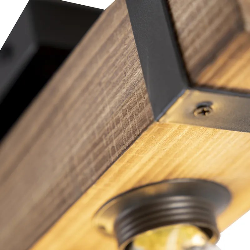 Lampada da soffitto industriale intelligente in legno e acciaio con 4 WiFi A60 - Reena