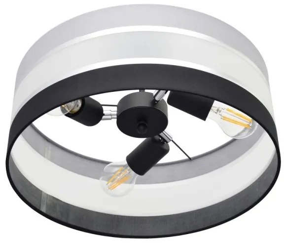 Lampadario a sospensione con supporto rigido HELEN 3xE27/15W/230V nero/grigio/cromo lucido